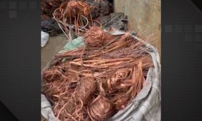 Cerca de 2,5 toneladas de cobre furtado são apreendidas em Duque de Caxias