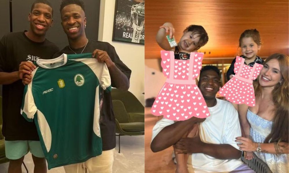 Foto do irmão de Vini Jr. com Virginia e as filhas dela foi feita na mansão do jogador