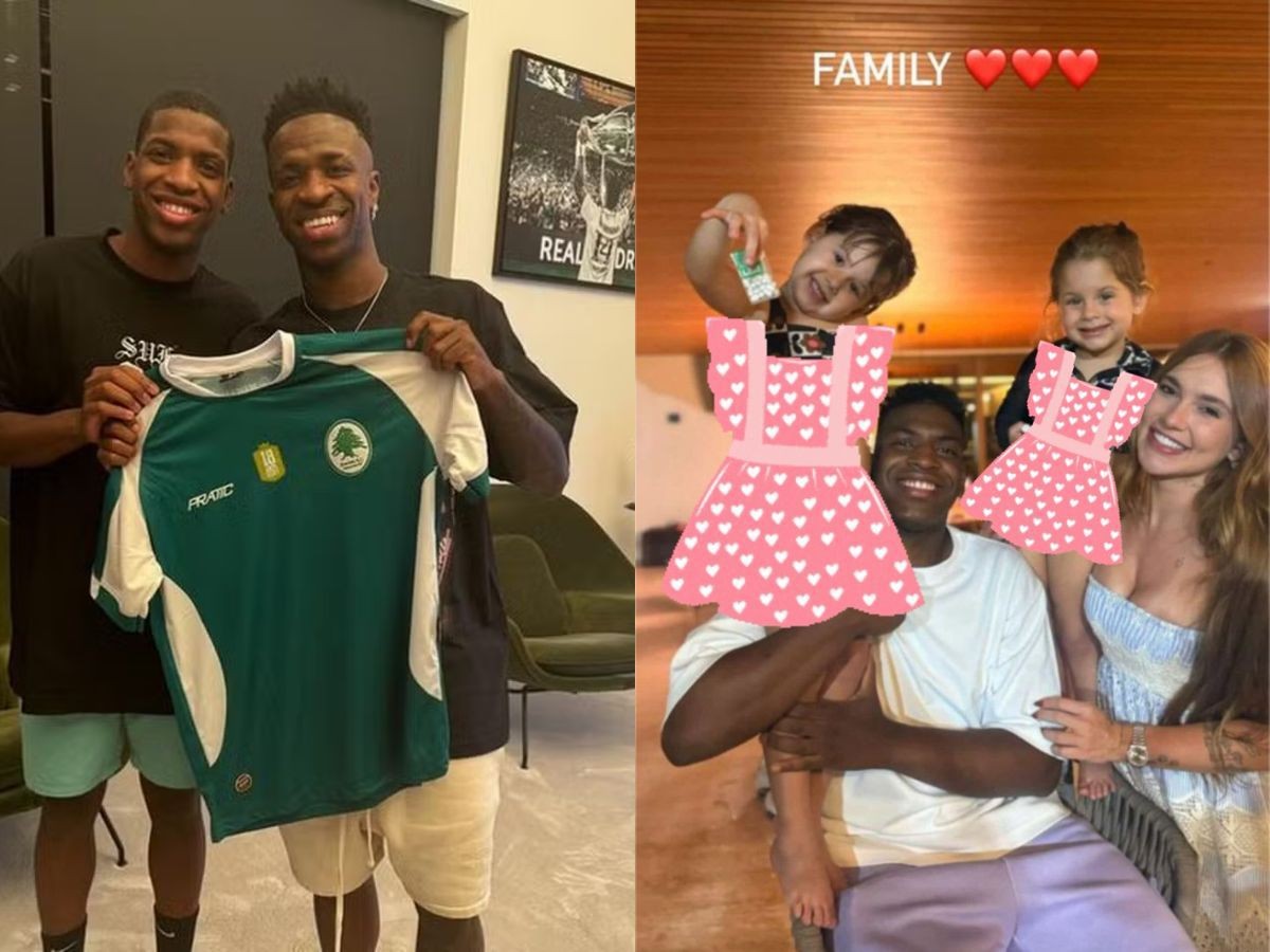 Foto do irmão de Vini Jr. com Virginia e as filhas dela foi feita na mansão do jogador