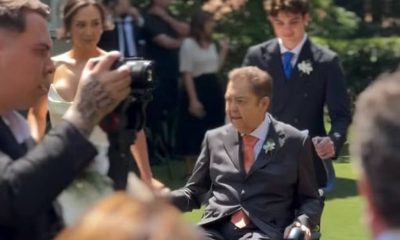 Na cadeira de rodas, Faustão leva filha ao altar para se casar; veja vídeo