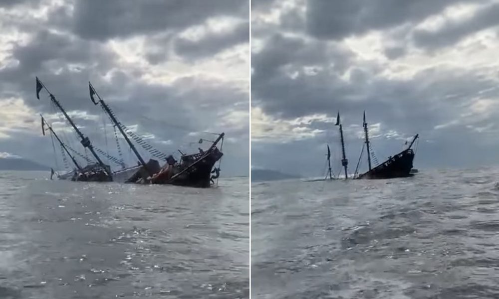 Famosa réplica do galeão de Colombo afunda no litoral do México