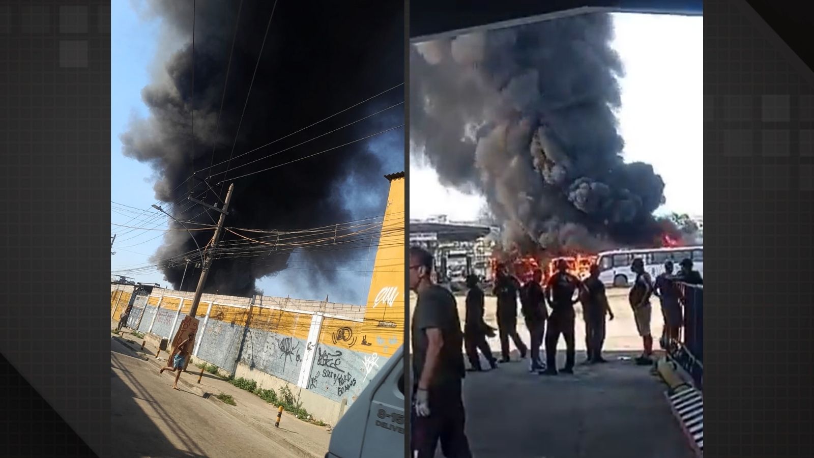 Incêndio atinge cinco ônibus e assusta moradores na Pavuna