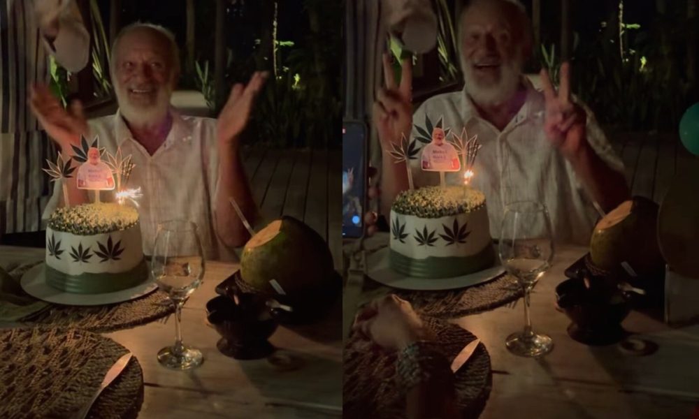 Ricardo Petraglia completa 75 anos e ganha bolo com tema Cannabis após mostrar plantação